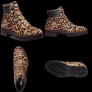 TIMBERLAND London Square Hiker Boot Women’s SZ 8.5 & SHOEBOX CHEETAH PRINT